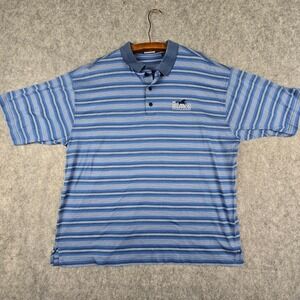 Monterey Club Mens XL Blue Striped Lely Mustang Golf Club Polo Shirt‎ Cotton